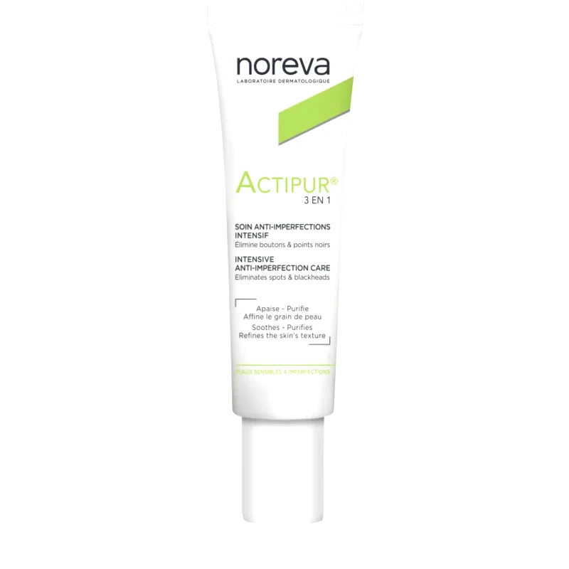 Noreva Noreva Actipur 3-in-1 Anti-Blemish Care φροντίδα προσώπου ενάντια στις ατέλειες της επιδερμίδας με ακμή 30 ml