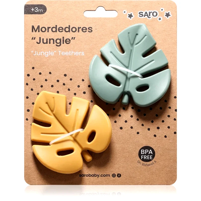 Saro Baby Saro Baby Jungle μασητικό Mint/Mustard 2 τμχ