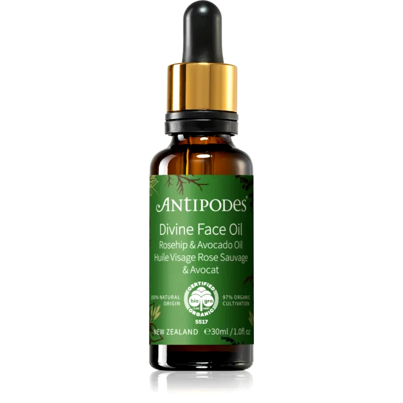 Antipodes Antipodes Divine Face Oil Rosehip & Avocado Oil προστατευτικός ορός ενάντια στα πρώτα σημάδια γήρανσης της επιδερμίδας 30 μλ