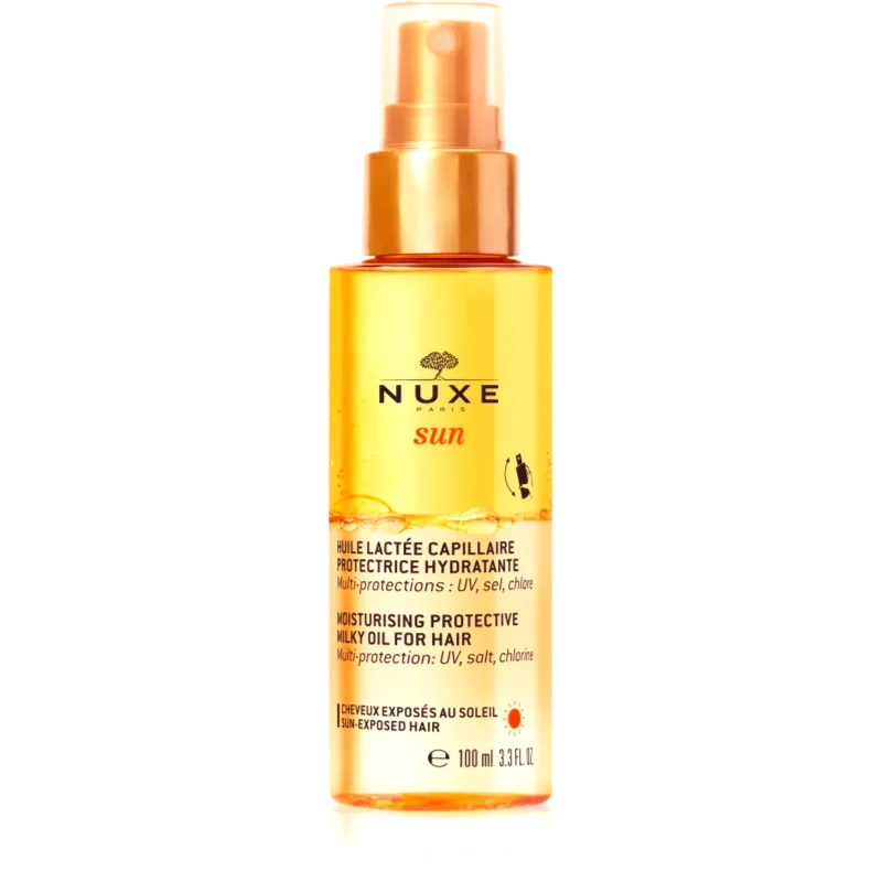 Nuxe Nuxe Sun Moisturizing Protective Milky Oil For Hair προστατευτικό λάδι για μαλλιά επηρεασμένα από χλώριο, ήλιο και το αλμυρό νερό 100 ml