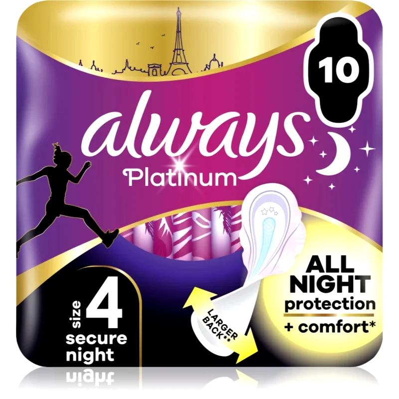 Always Always Platinum Secure Night Size 4 σερβιέτες 10 τμχ