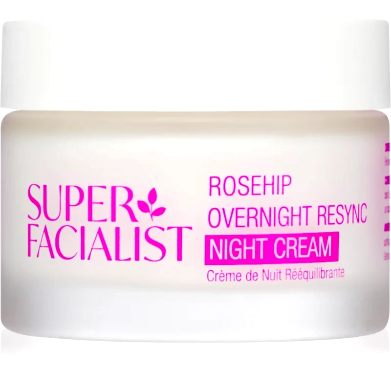 Super Facialist Super Facialist Rosehip Overnight Resync συσφικτική και απαλυντική κρέμα νύχτας για θρέψη και ενυδάτωση 50 ml