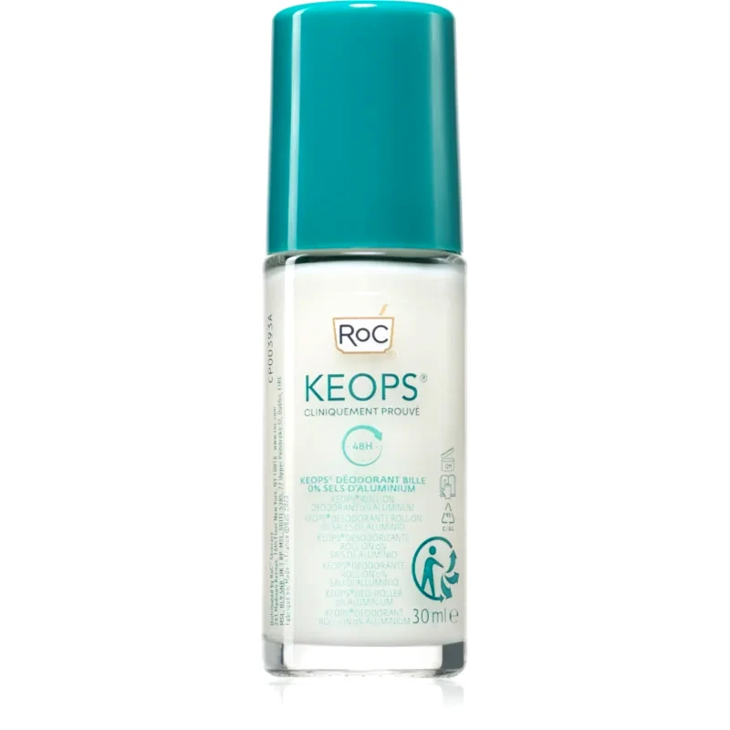 RoC RoC Keops Roll-On Deodorant 0% Aluminium Αποσμητικό roll-on για ευαίσθητο δέρμα χωρίς άρωμα 30 ml