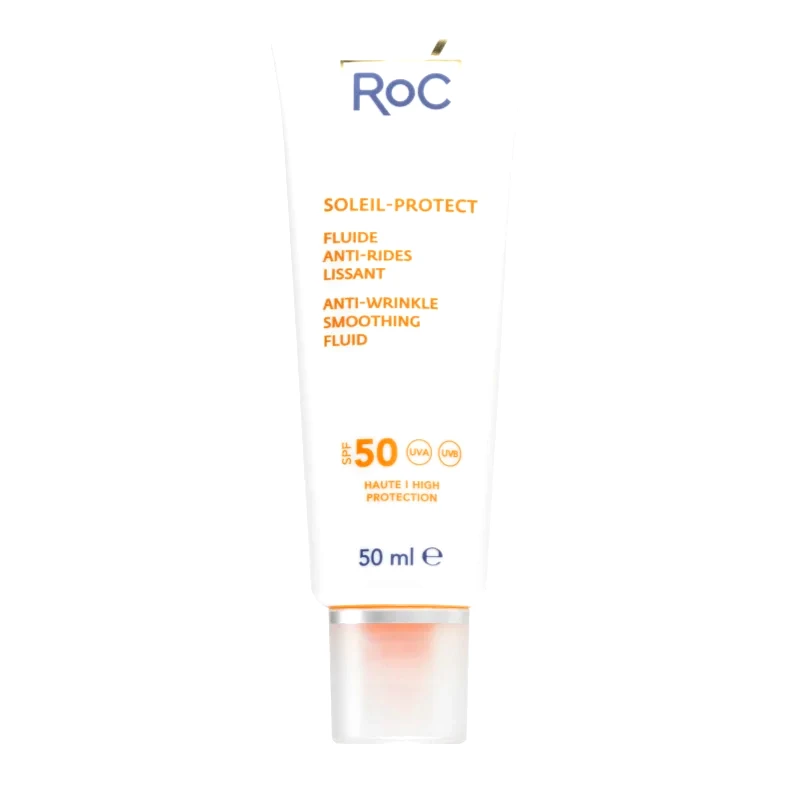 RoC RoC Soleil Protexion+ Anti Wrinkle Smoothing Fluid ελαφρύ προστατευτικό υγρό ενάντια στη γήρανση της επιδερμίδας SPF 50 50 ml
