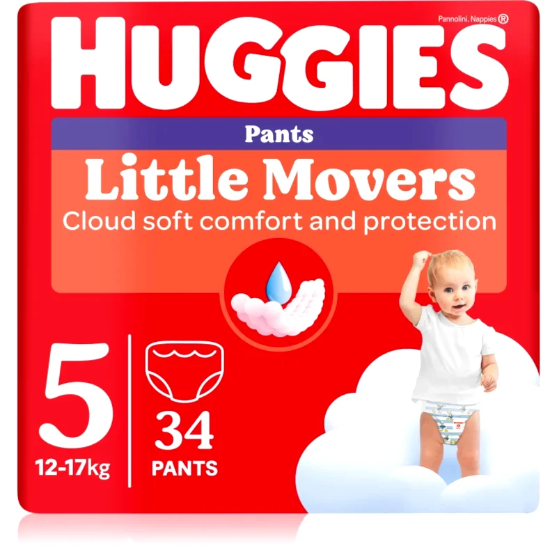 Huggies Huggies Little Movers Pants πάνα - βρακάκι μιας χρήσης 12-17 kg 34 τμχ