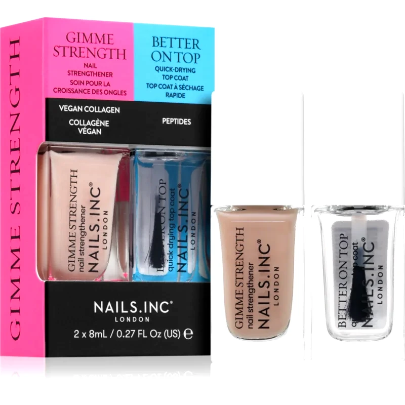 Nails Inc. Nails Inc. Gimme Strength & Better On Top Σετ βερνίκι νυχιών