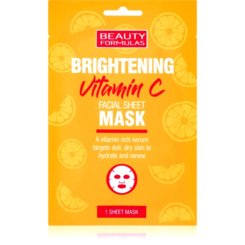 Beauty Formulas Beauty Formulas Vitamin C λαμπρυντική υφασμάτινη μάσκα λάμψης με βιταμίνη C 1 τμχ