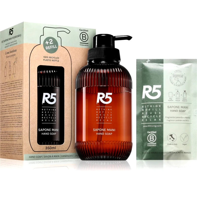 R5 R5 Sapone Mani υγρό σαπούνι + ανταλλακτικό για γέμιισμα