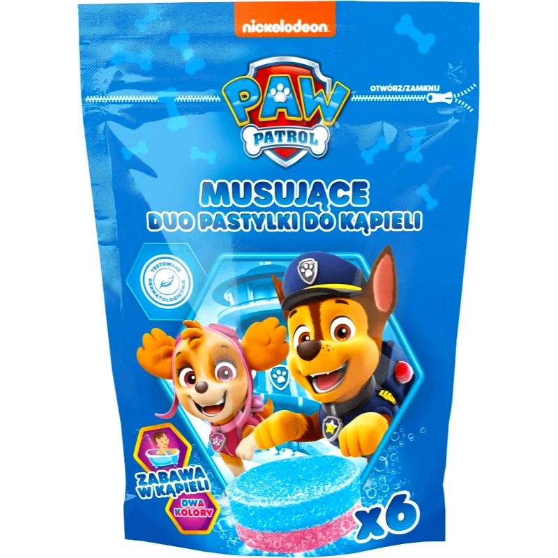 Nickelodeon Nickelodeon Paw Patrol Bath Pills Χρωματισμένες αφρίζουσες ταμπλέτες μπάνιου 6x20 γρ