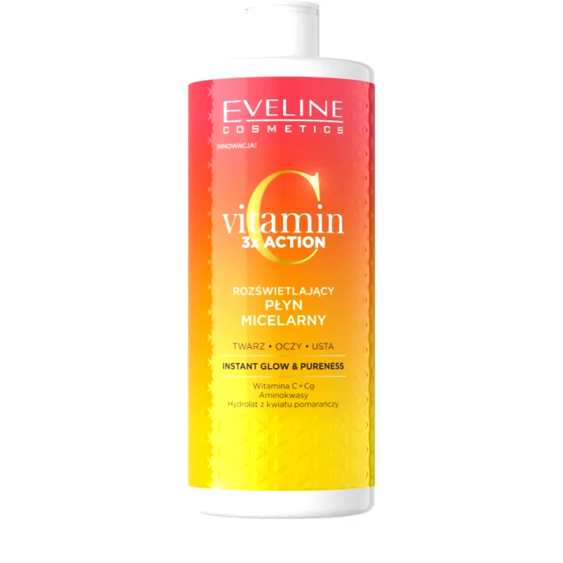 Eveline Cosmetics Eveline Cosmetics Vitamin C 3x Action μικυλλιακό νερό για λαμπρότητα και ενυδάτωση 500 ml