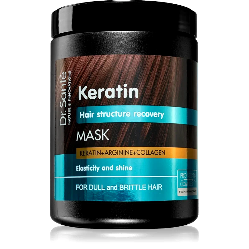 Dr. Santé Dr. Santé Keratin βαθιά αποκαταστατική και θρεπτική μάσκα εύθραυστα μαλλιά χωρίς λάμψη 1000 ml