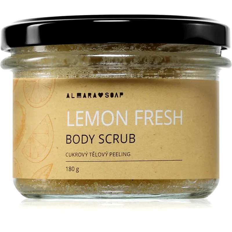 Almara Soap Almara Soap Body Scrub απολέπιση ζάχαρης για το σώμα για κυτταρίτιδα με άρωμα Lemon Fresh 180 γρ