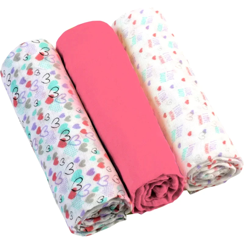 BabyOno BabyOno Diaper Super Soft υφασμάτινες πάνες Pink 70 × 70 cm 3 τμχ