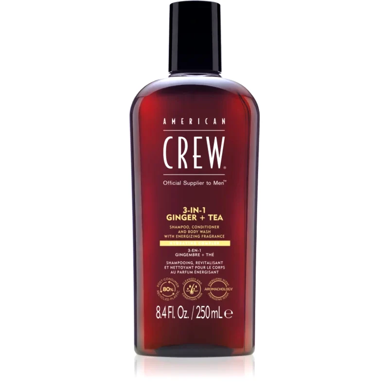 American Crew American Crew 3 in 1 Ginger + Tea 3 σε 1 σαμπουάν, μαλακτικό και τζελ για ντους για άντρες 250 ml