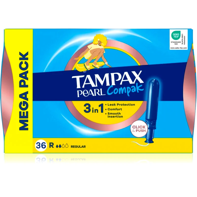 Tampax Tampax Pearl Compak Regular ταμπόν με εφαρμοστή 36 τμχ