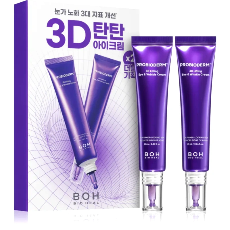 BIOHEAL BOH BIOHEAL BOH Probioderm 3D Lifting Eye & Wrinkle Cream συμπυκνωμένη κρέμα ματιών ενάντια στα σημάδια της γήρανσης διπλή συσκευασία 2x25 ml
