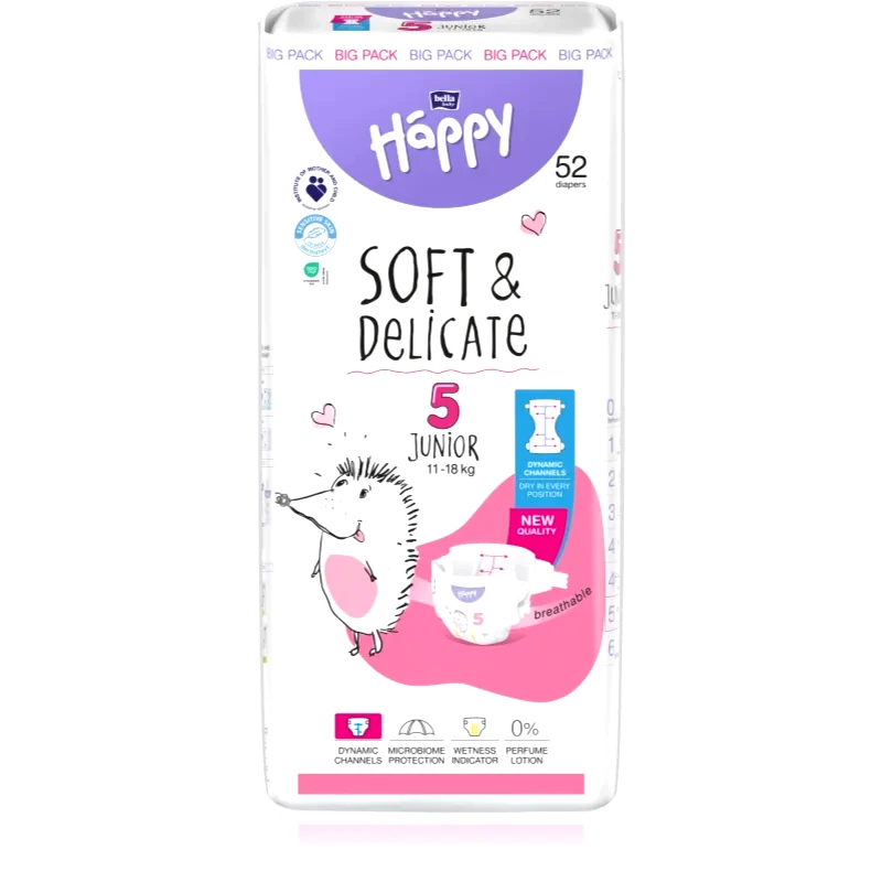 BELLA BELLA Baby Happy Soft&Delicate πάνες μίας χρήσης με κανάλια 11-18 kg 52 τμχ