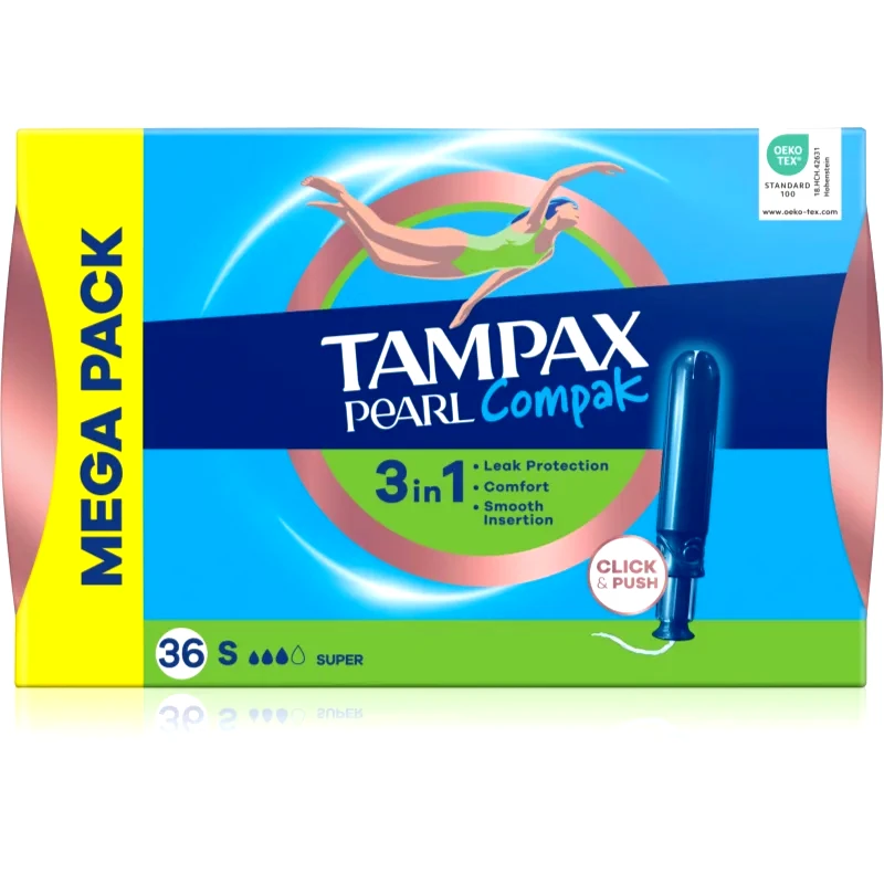 Tampax Tampax Pearl Compak Super ταμπόν με εφαρμοστή 36 τμχ