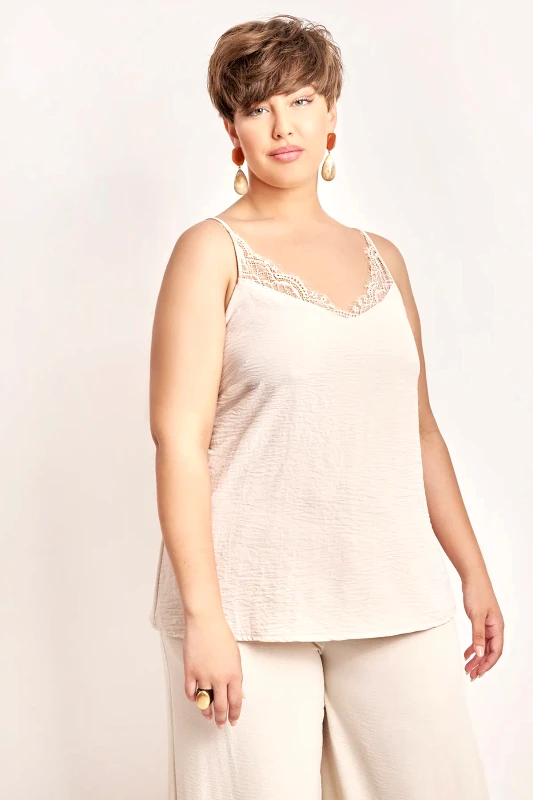 Lingerie τοπ washed ανάγλυφο με δαντέλα