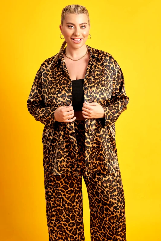 PRBT Πουκαμίσα σατέν εμπριμέ animal print