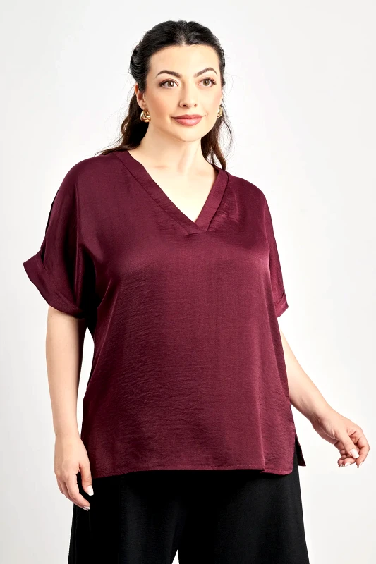 Μπλούζα σατινέ με V