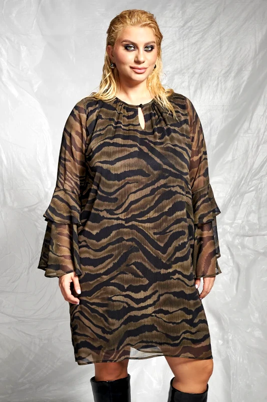PRBT Φόρεμα σιφόν εμπριμέ zebra print