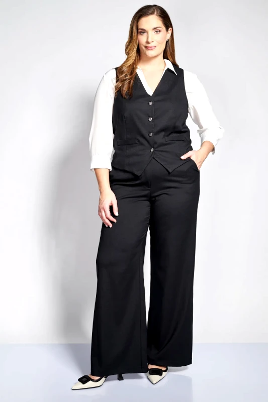 Παντελόνι σε linen look με φαρδιά μπατζάκια