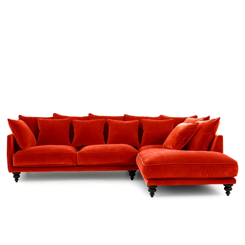 AM.PM Γωνιακός καναπές από βελούδο Μ206xΠ279xΥ93cm