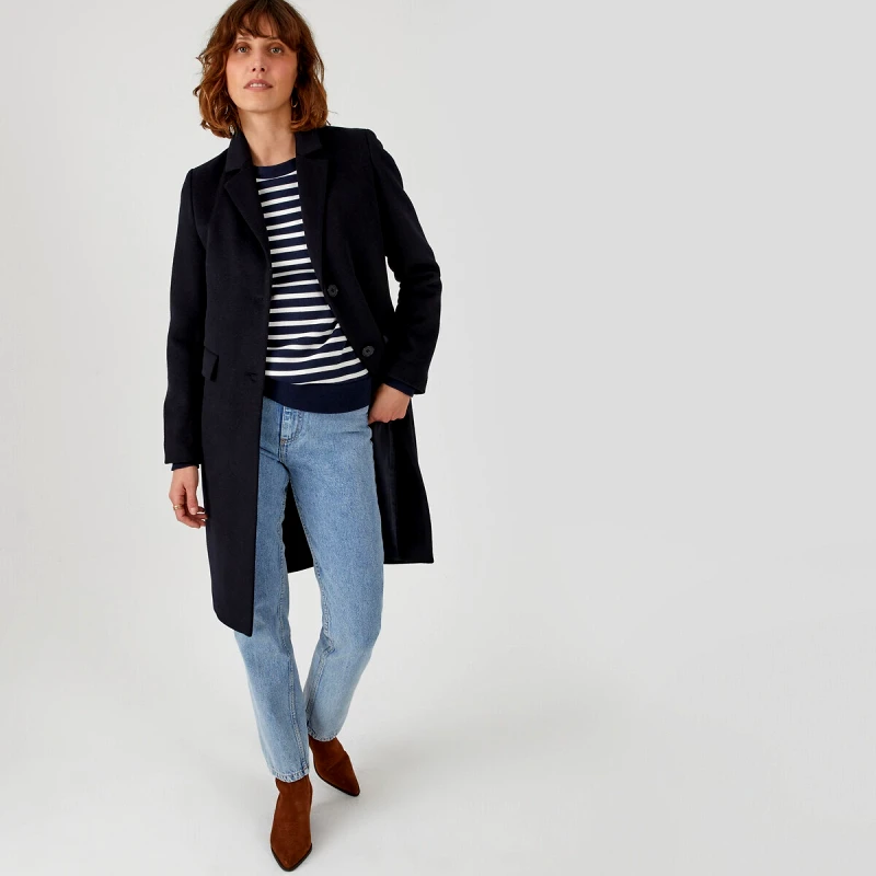 La Redoute Collections Παλτό από μάλλινη τσόχα με κουμπιά