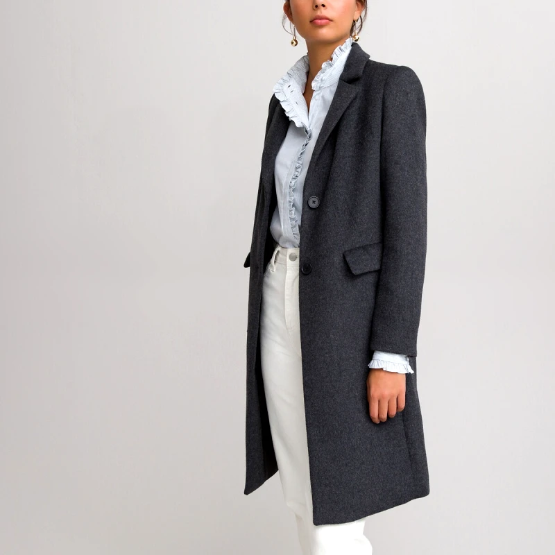 La Redoute Collections Παλτό από μάλλινη τσόχα με κουμπιά