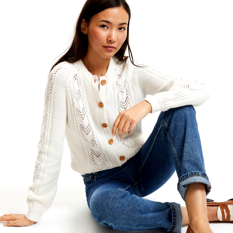La Redoute Collections Ζακέτα με αζούρ πλέξη από βαμβακερό νήμα