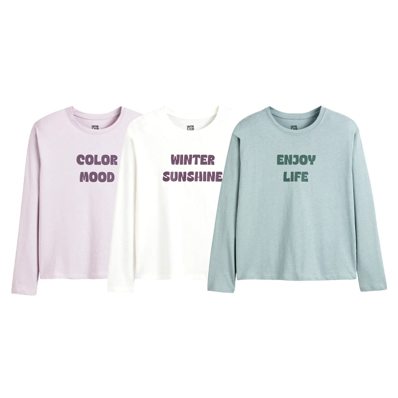 La Redoute Collections Σετ 3 μακρυμάνικες μπλούζες με μήνυμα