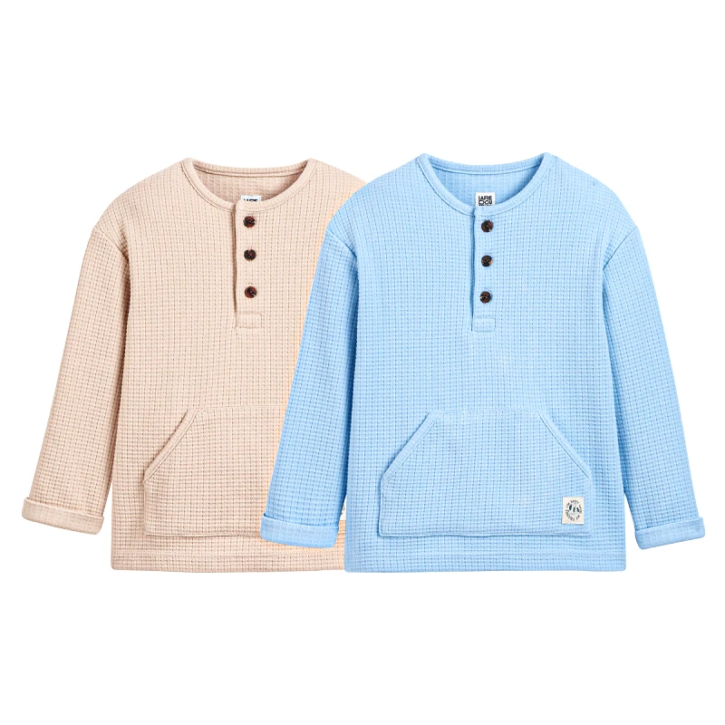 La Redoute Collections Σετ 2 μακρυμάνικες μπλούζες με κυψελωτή ύφανση