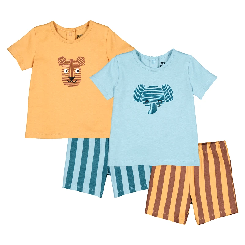 La Redoute Collections Σετ 2 βαμβακερές πιτζάμες με σορτς και μοτίβο ζώα
