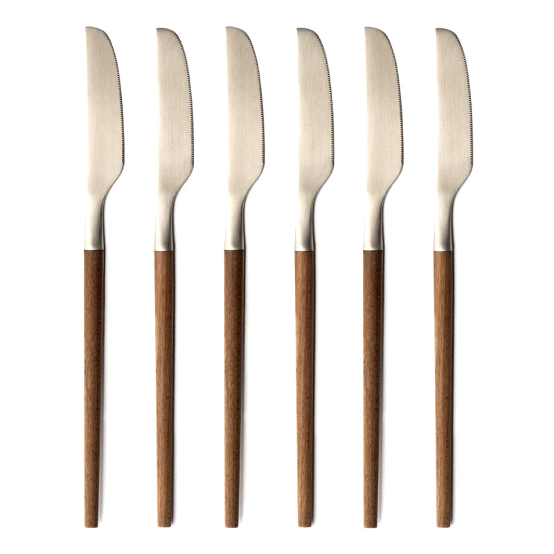 AM.PM Μαχαίρια από ξύλο καρυδιάς και inox Emako (σετ των 4)