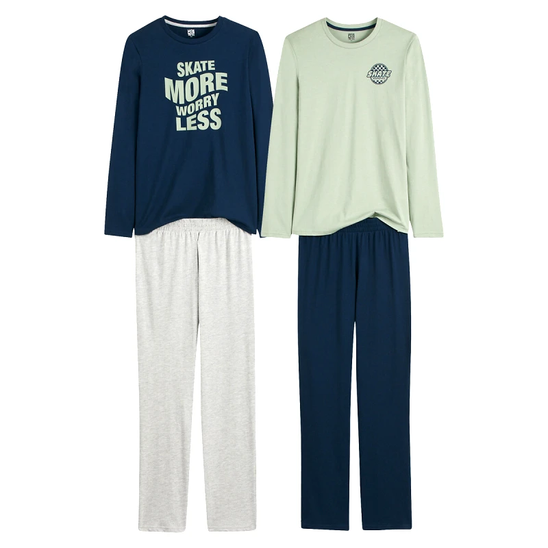 La Redoute Collections Σετ 2 πιτζάμες από ζέρσεϊ με μήνυμα και στάμπα σκέιτ