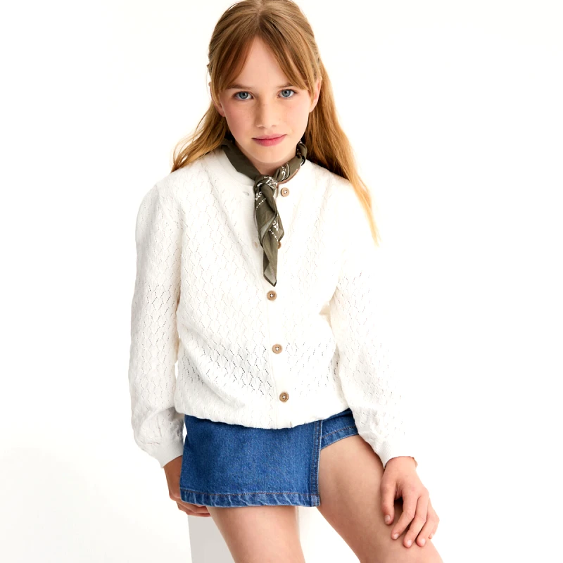 La Redoute Collections Ζακέτα με αζούρ πλέξη και στρογγυλή λαιμόκοψη