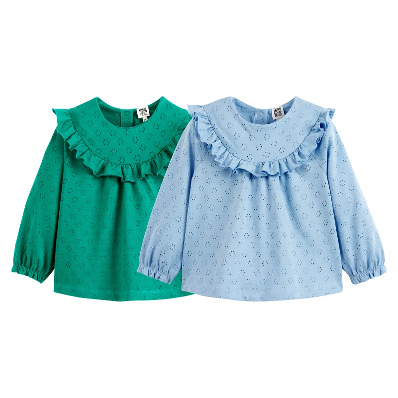 La Redoute Collections Σετ 2 μακρυμάνικες μπλούζες με βολάν
