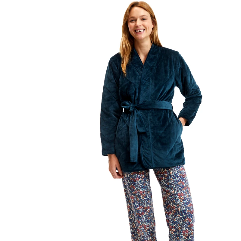 ANNE WEYBURN Ζακέτα homewear από βελούδο με καπιτονέ ραφή