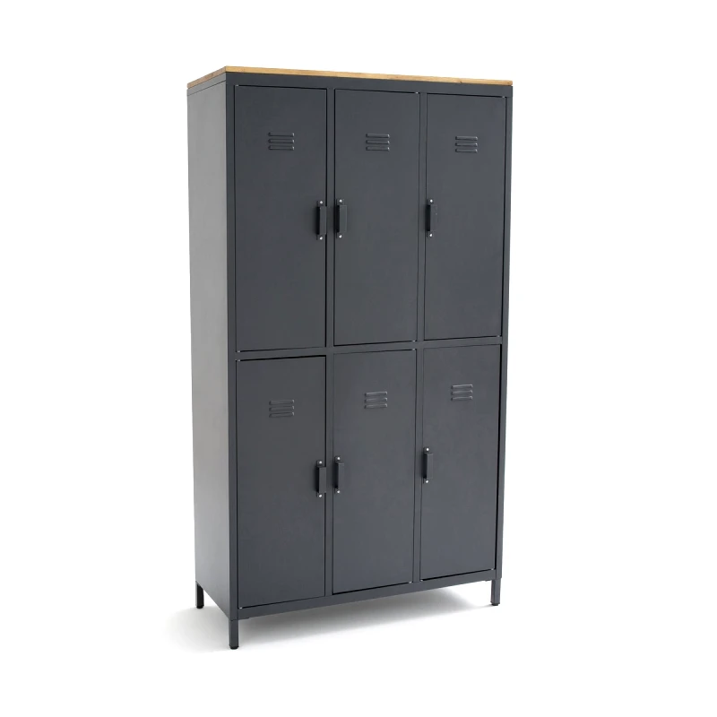 La Redoute Interieurs Ντουλάπα/βεστιάριο από μέταλλο και ξύλο δρυ με 6 πόρτες