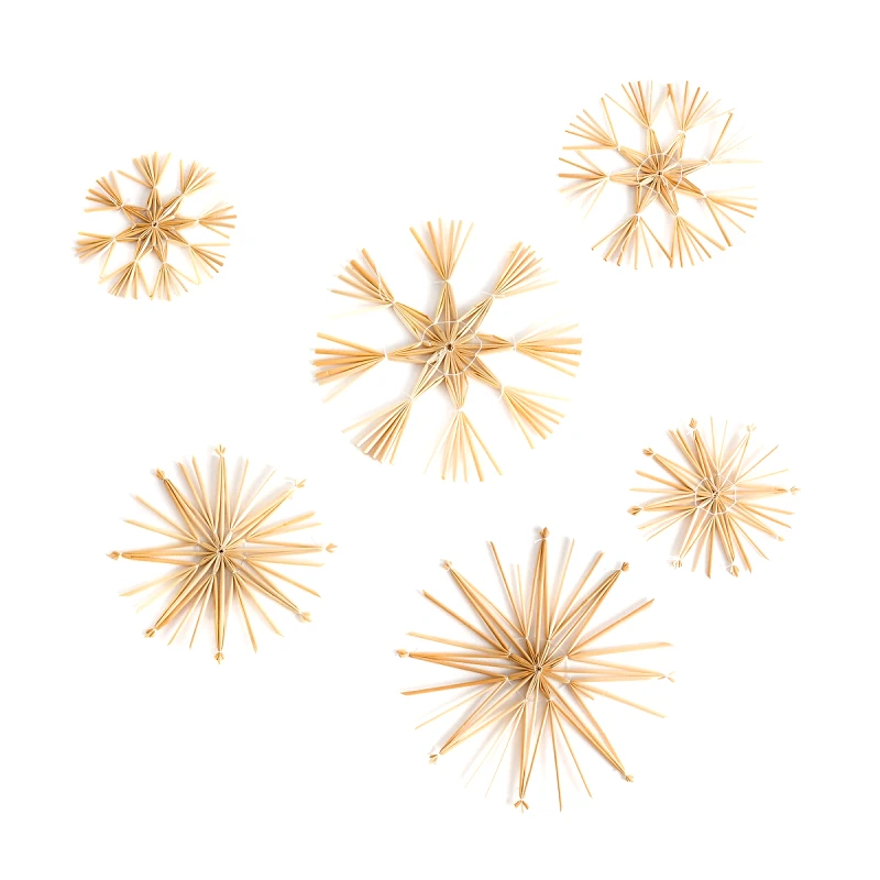 AM.PM Σετ 6 χριστουγεννιάτικα αστέρια από ψάθα