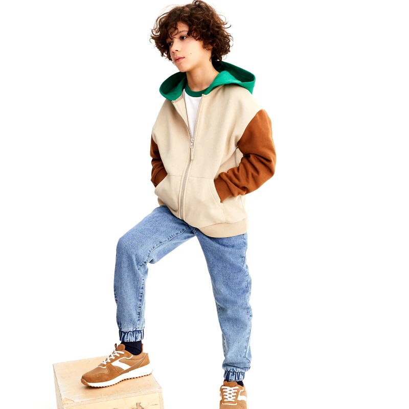 La Redoute Collections Ζακέτα oversize από φανέλα με φερμουάρ και κουκούλα