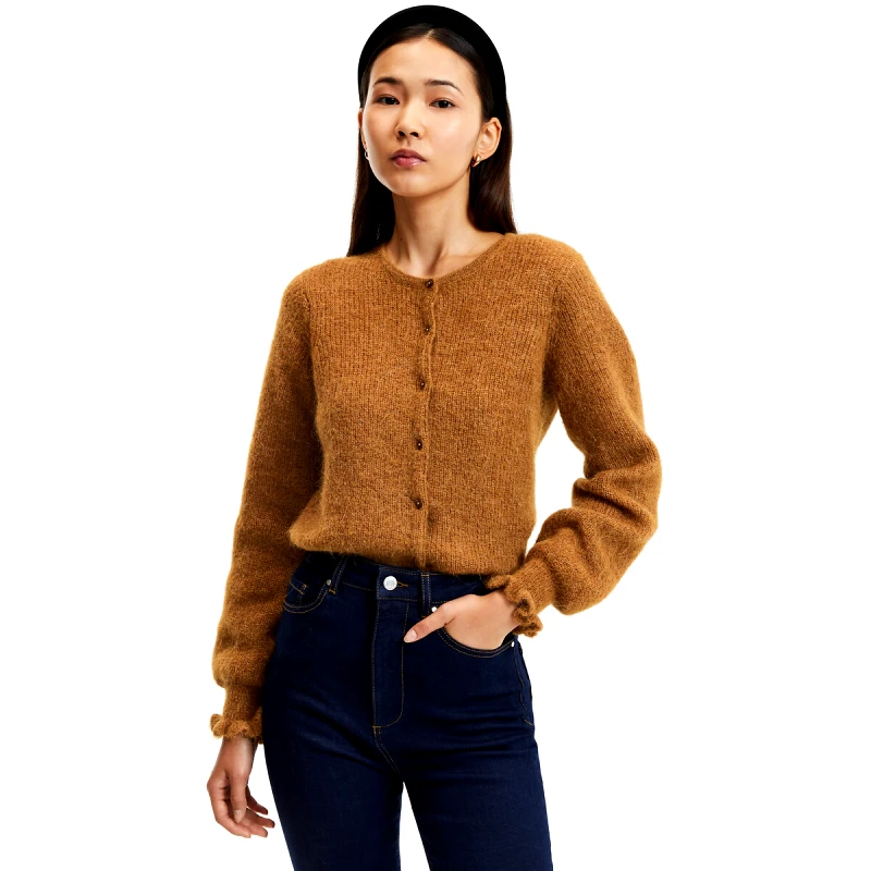 La Redoute Collections Ζακέτα με βολάν στις μανσέτες και αλπακά στη σύνθεση