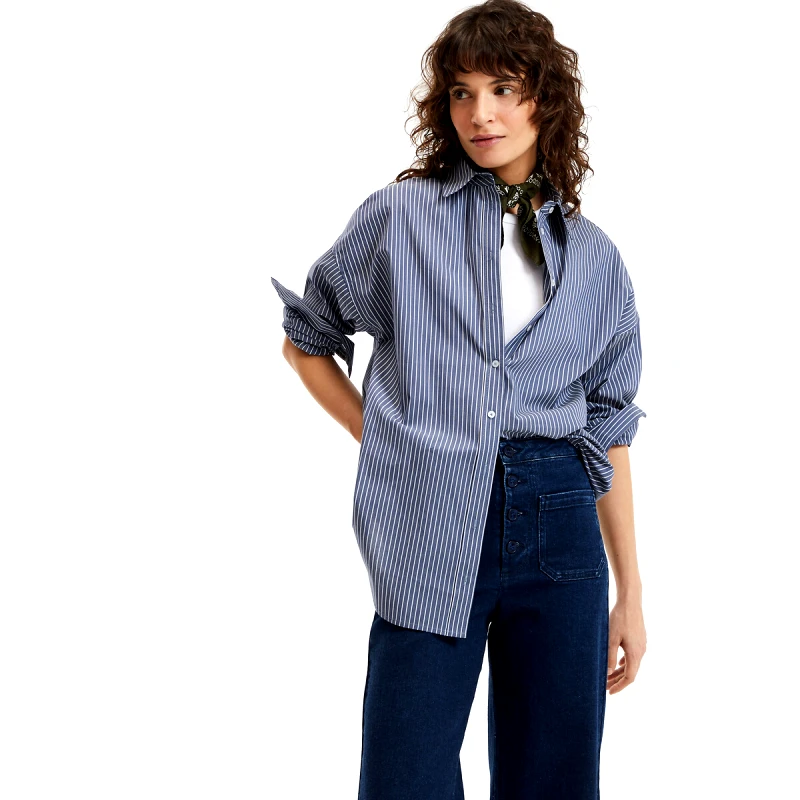 La Redoute Collections Μακρυμάνικο ριγέ πουκάμισο σε φαρδιά γραμμή