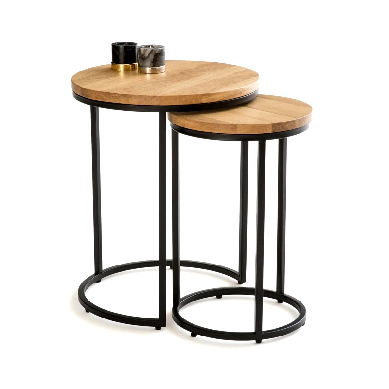 La Redoute Interieurs Σετ 2 βοηθητικά τραπεζάκια από ξύλο δρυ Μ45xΠ45xΥ55cm