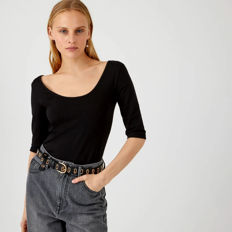 La Redoute Collections Μπλούζα με λαιμόκοψη χαμόγελο