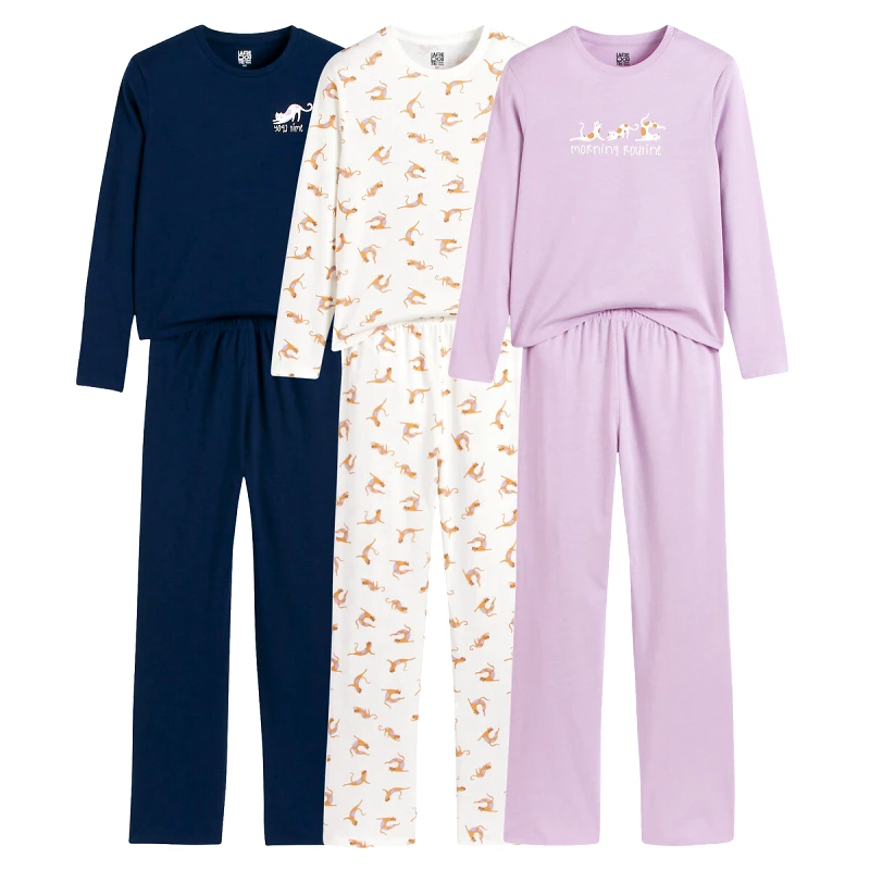 La Redoute Collections Σετ 3 βαμβακερές πιτζάμες