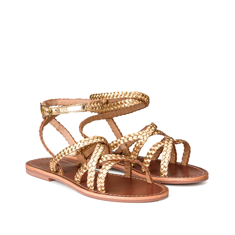 La Redoute Collections Δερμάτινα πέδιλα με σχέδιο πλεξίδα