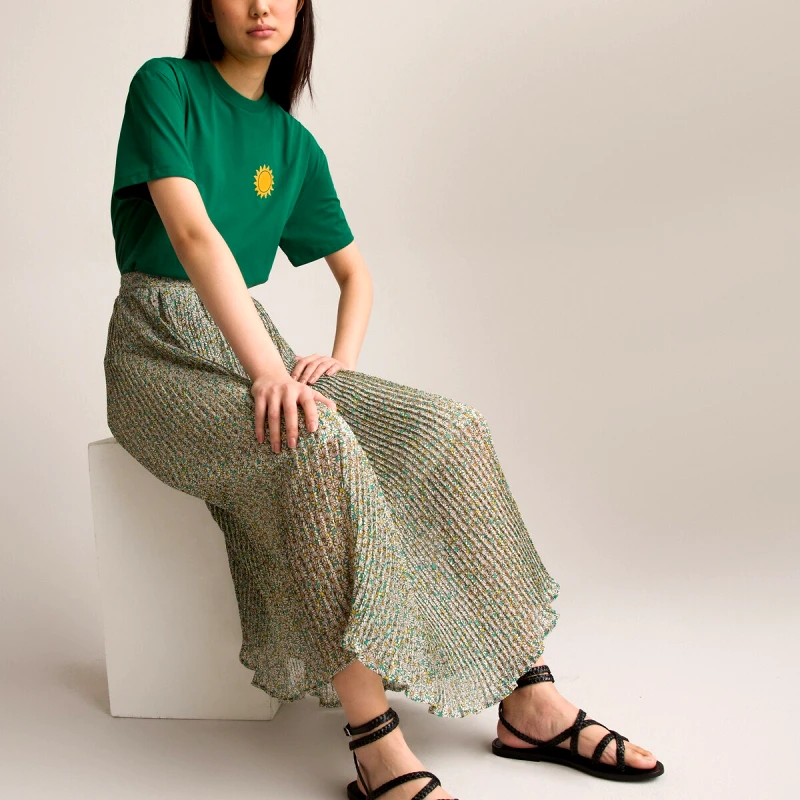 La Redoute Collections Μακριά πλισέ φούστα με φλοράλ μοτίβο