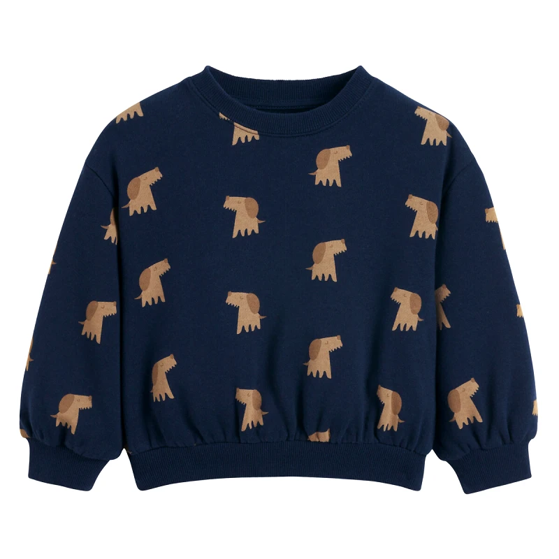 La Redoute Collections Φούτερ από φανέλα με στρογγυλή λαιμόκοψη και μοτίβο σκύλους